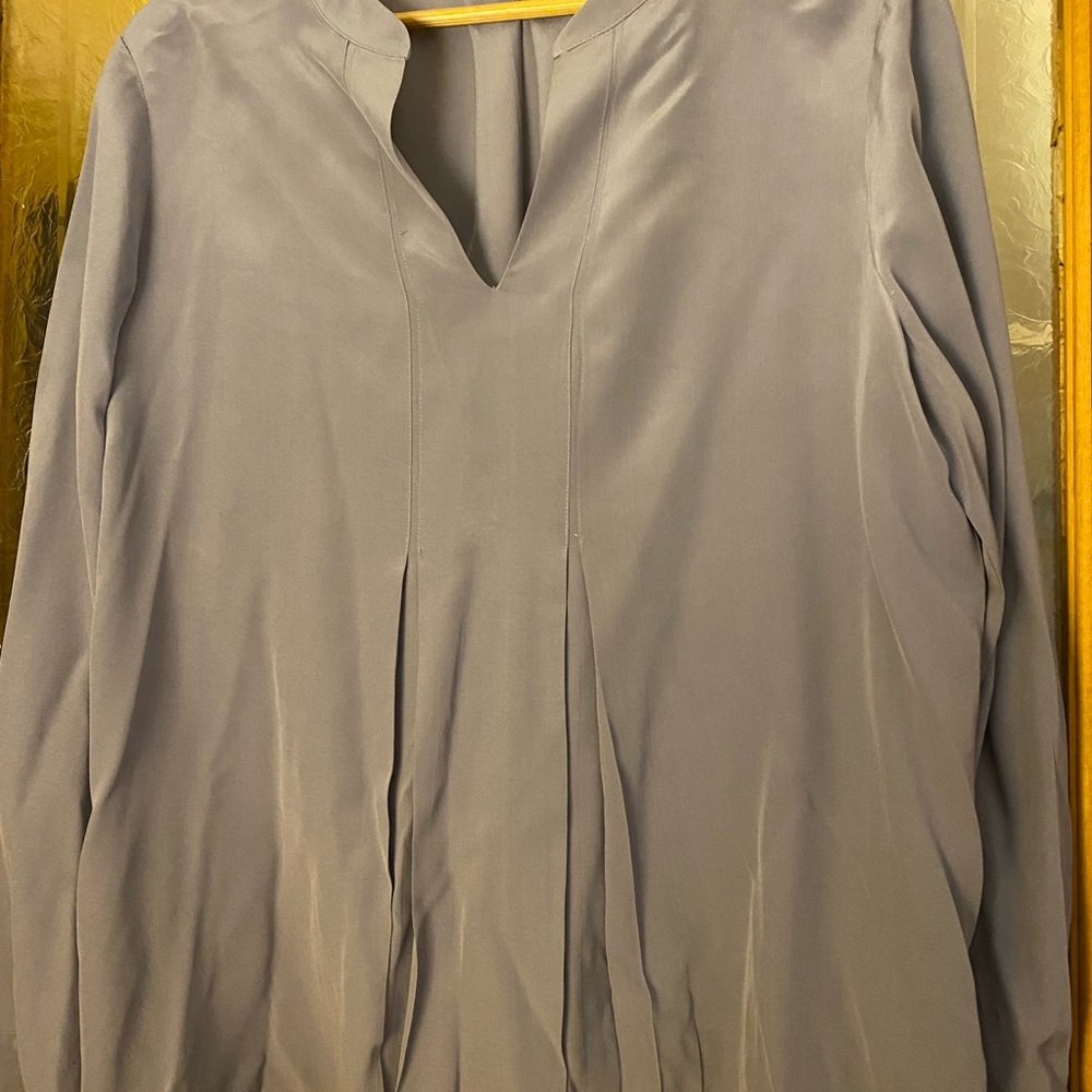Blue Silk long sleeve free form blouse size L